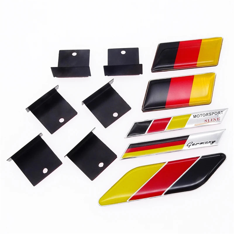 German Flag 3D Aluminum Grille Sticker, Universal Fit