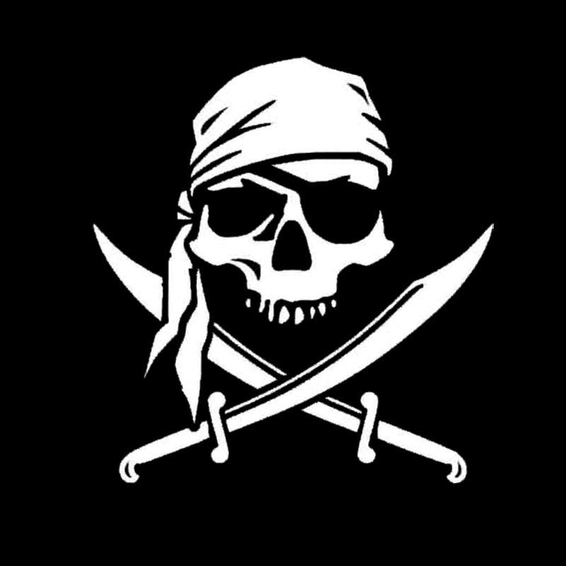 Skull Pirate Vinyl Car Decal, 5 Sizes