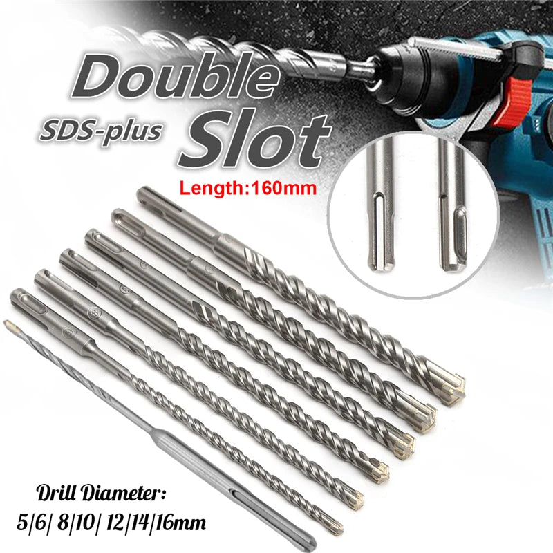 110/160/210/260mm Electric Hammer Drill Bits 5-25mm Cross Type Tungsten Steel Alloy SDS Plus For Masonry Concrete Rock Stone