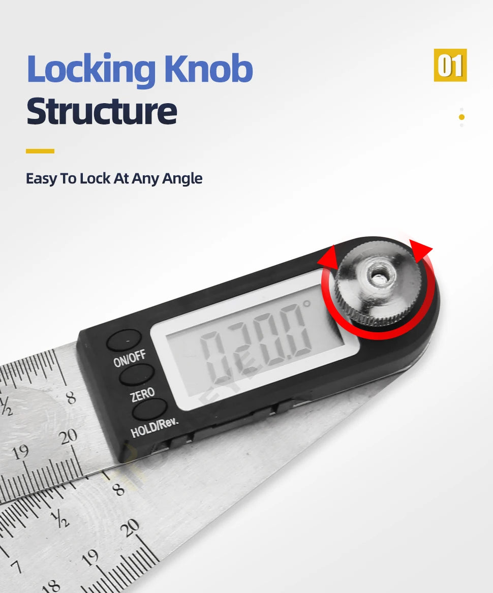 Digital Angle Gauge Protractor 0-360° LCD Display 200mm Measuring Tool - image 10