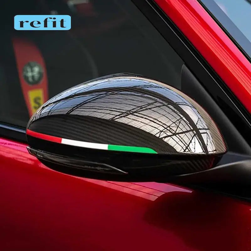 Racing-Style Rearview Mirror Sticker for Alfa Romeo Giulia and Stelvio