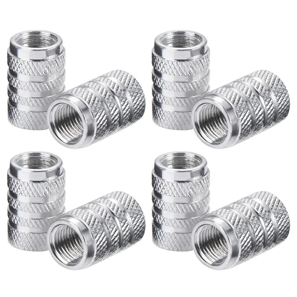 Knurled Aluminum Tire Valve Stem Caps, Set of 4