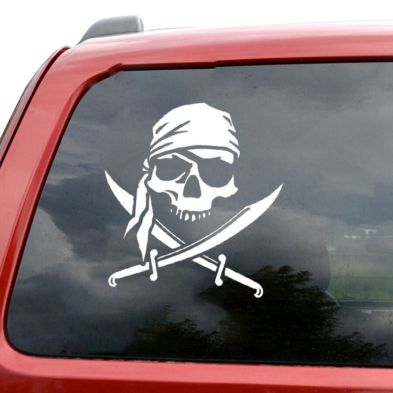 Skull Pirate Vinyl Car Decal, 5 Sizes