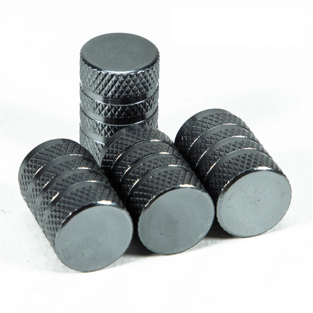 Knurled Aluminum Tire Valve Stem Caps, Set of 4