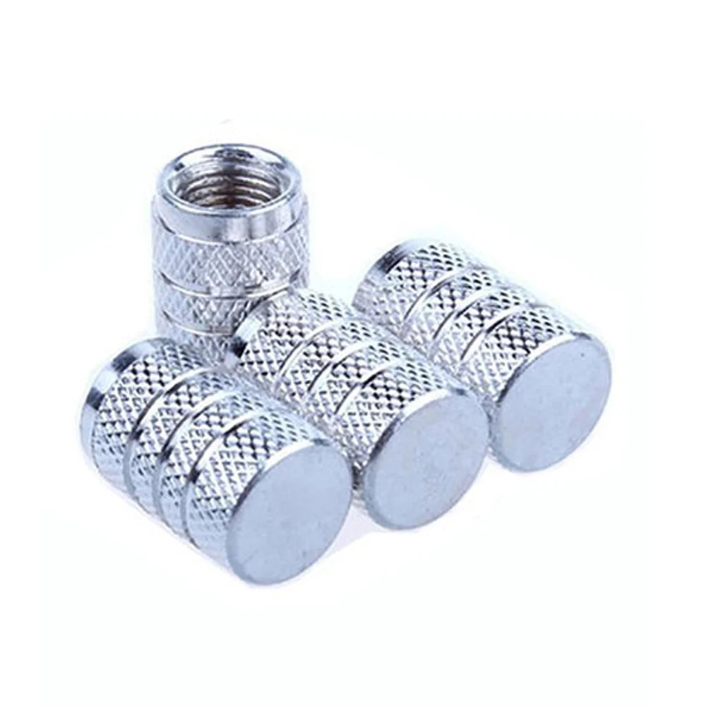Knurled Aluminum Tire Valve Stem Caps, Set of 4