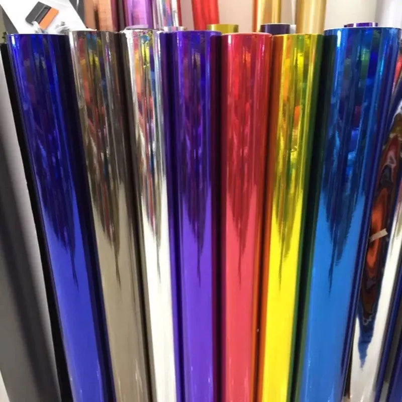 Glossy Silver Chrome Vinyl Wrap Roll for Car Motorcycle DIY