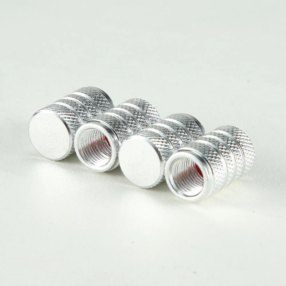 Knurled Aluminum Tire Valve Stem Caps, Set of 4