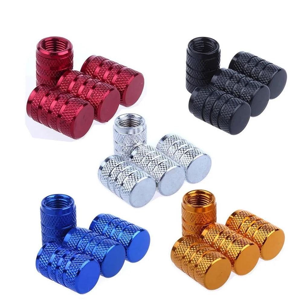 Knurled Aluminum Tire Valve Stem Caps, Set of 4