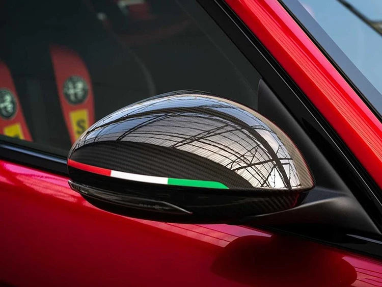 Racing-Style Rearview Mirror Sticker for Alfa Romeo Giulia and Stelvio