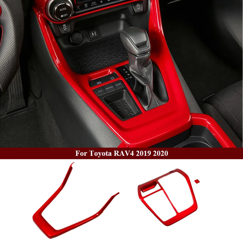 Red Chrome Interior Trim Kit for Toyota RAV4 2019-2020 - image 2
