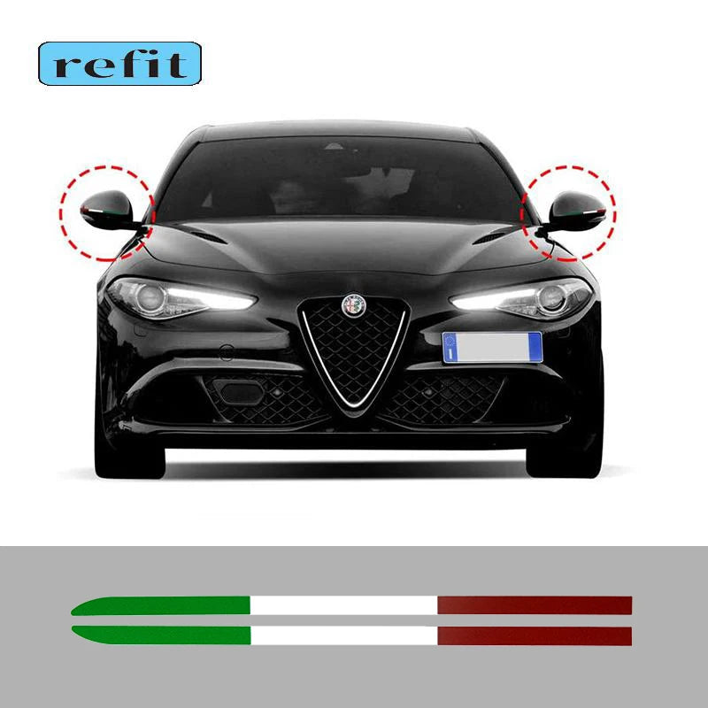 Racing-Style Rearview Mirror Sticker for Alfa Romeo Giulia and Stelvio
