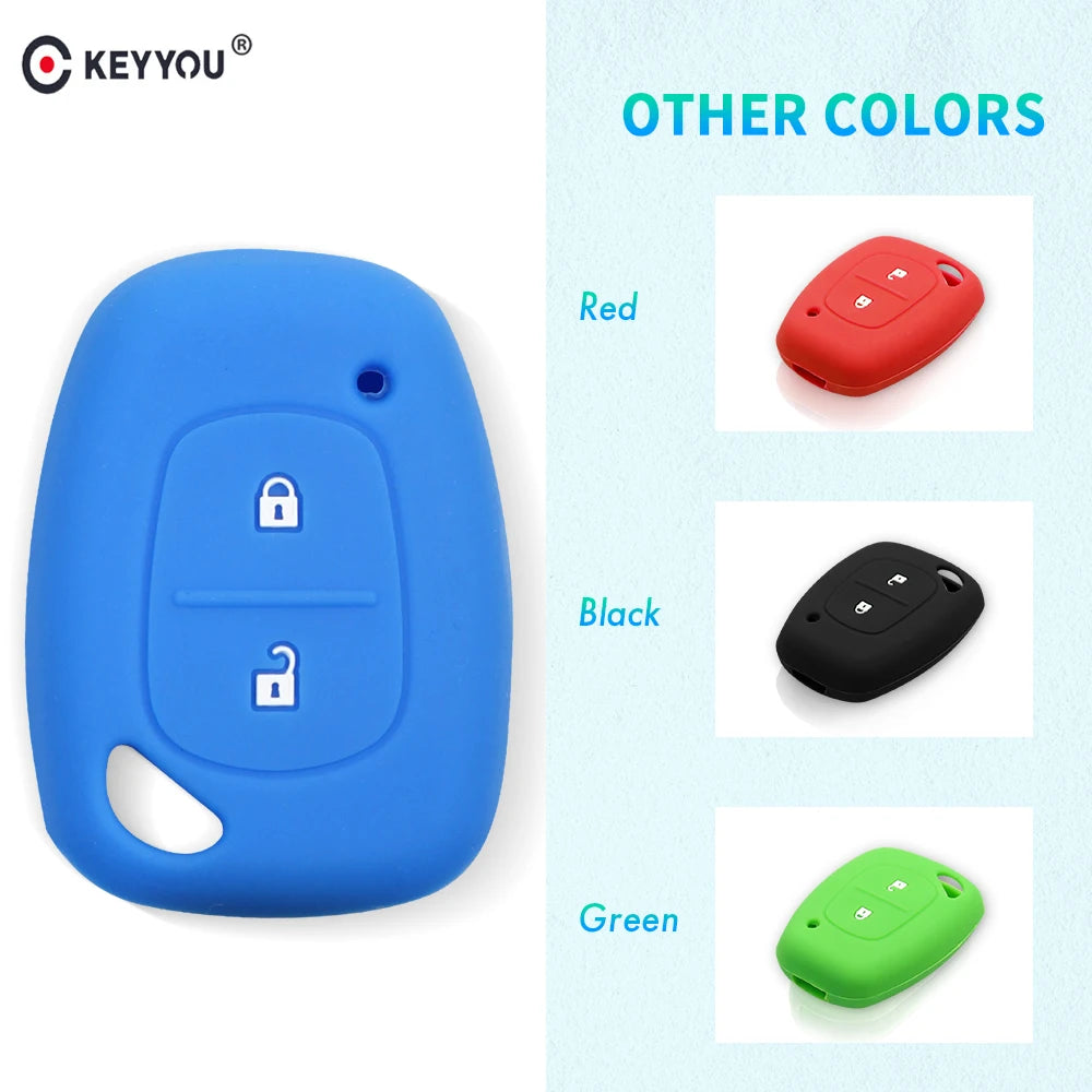 KEYYOU Silicone Car Key Fob Cover Case 2 Button For Renault Kangoo Traffic Master For Opel Vivaro Movano For Nissan Remote Shell