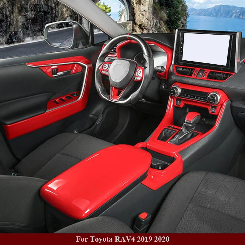 Red Chrome Interior Trim Kit for Toyota RAV4 2019-2020