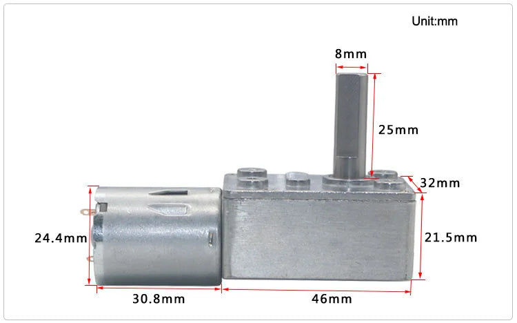 DC Worm Gear Motor, 3-24V, Self-Locking, for DIY Projects