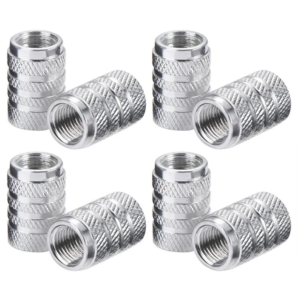 Knurled Aluminum Tire Valve Stem Caps, Set of 4