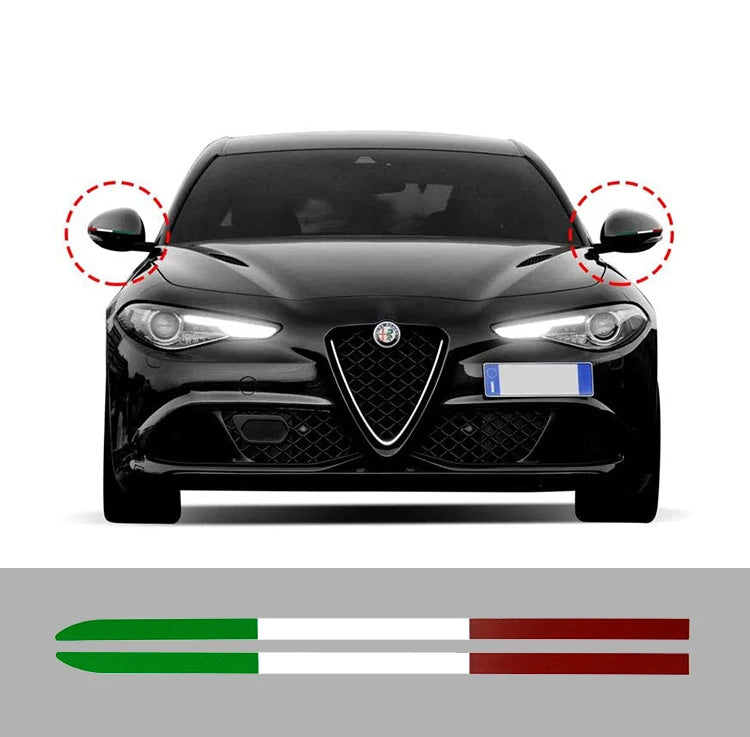 Racing-Style Rearview Mirror Sticker for Alfa Romeo Giulia and Stelvio