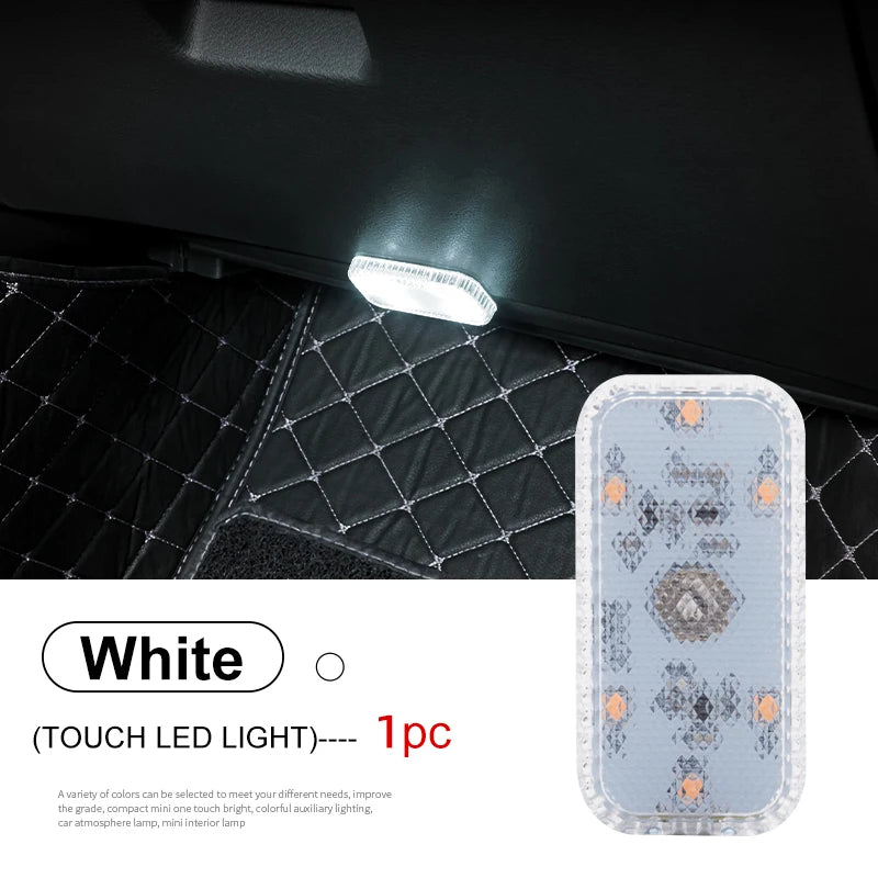 Mini LED Touch Light for Car Interior, USB Rechargeable Wireless Lamp