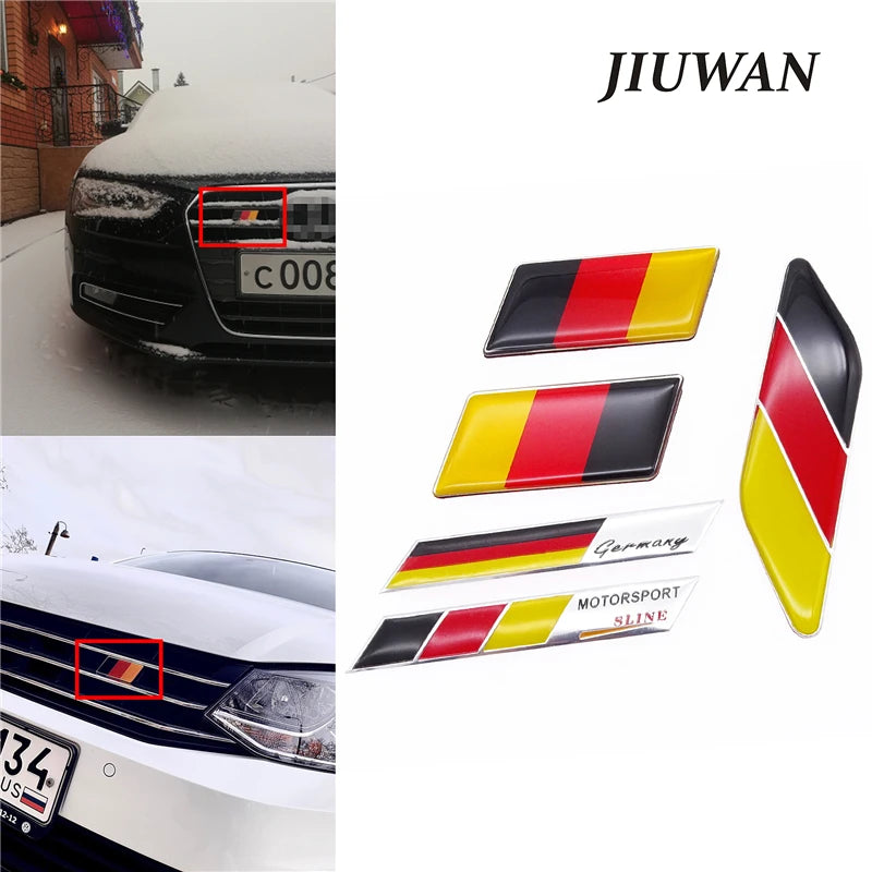 German Flag 3D Aluminum Grille Sticker, Universal Fit