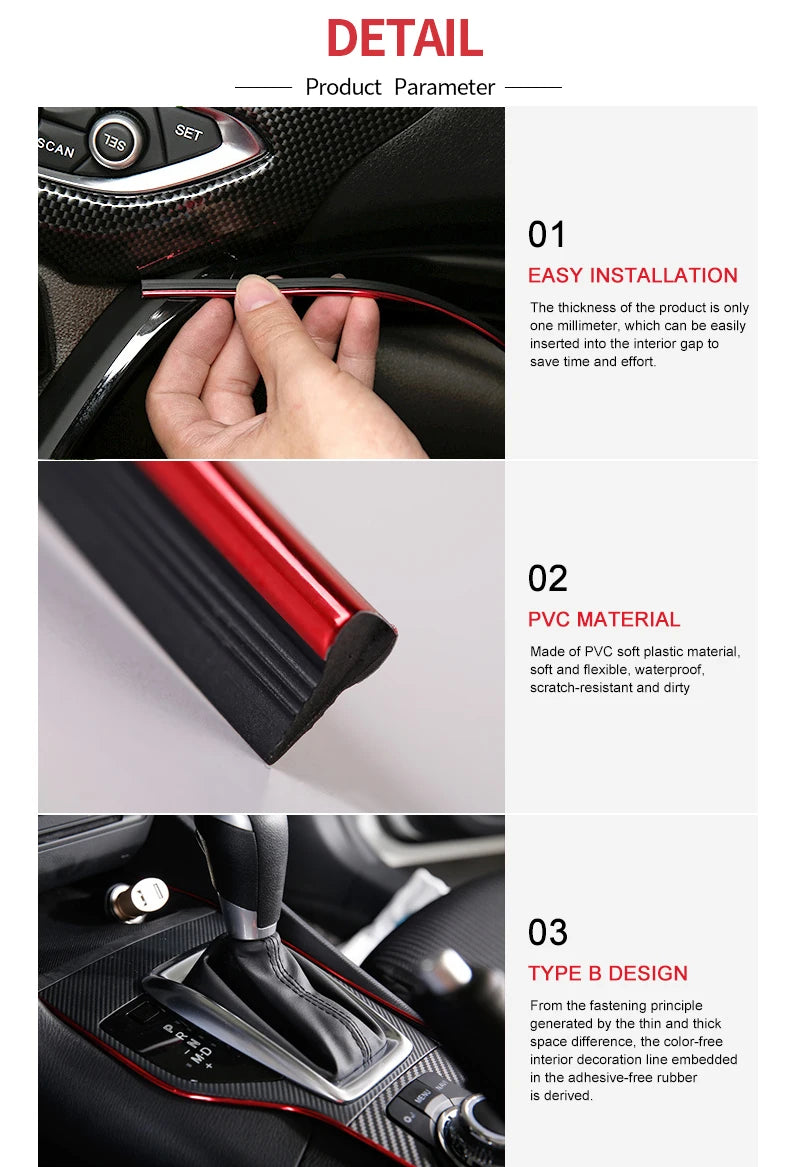 Flexible Interior Moulding Trim Strip, 3m or 5m