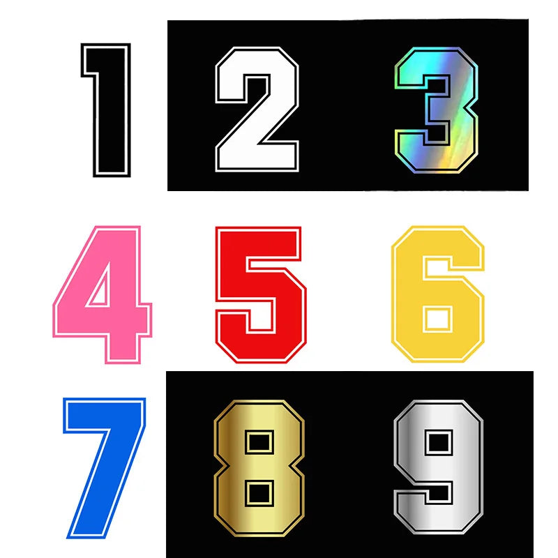 15cm Reflective Racing Number Decals, 0 to 9, for Car and Motorcycle