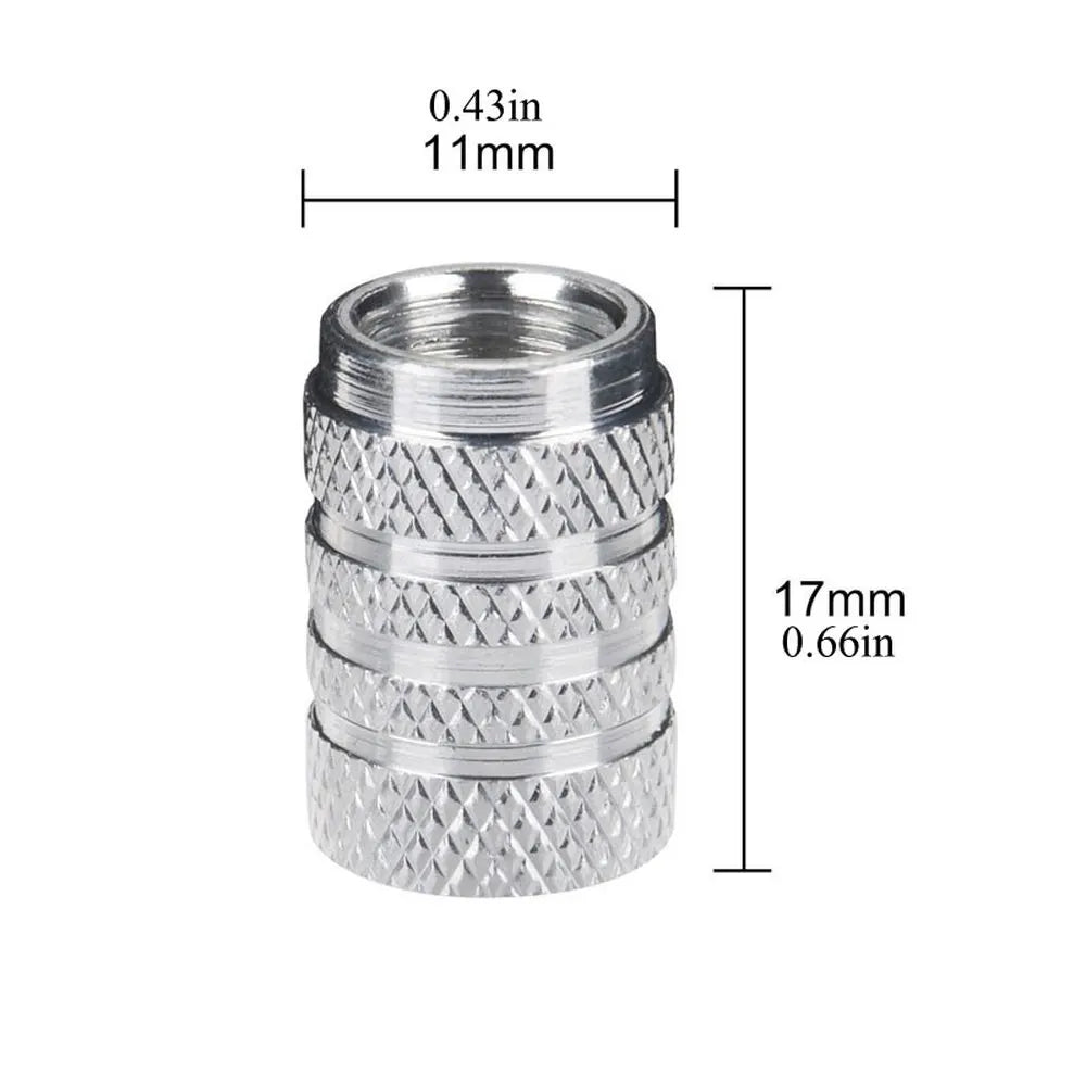 Knurled Aluminum Tire Valve Stem Caps, Set of 4