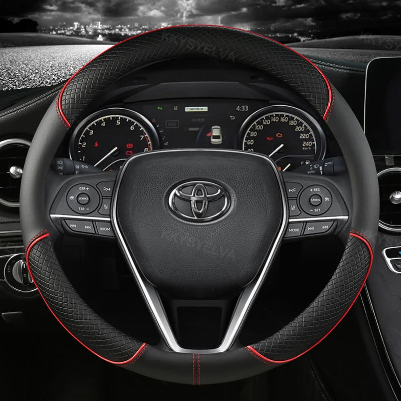 Premium Faux Leather Steering Wheel Cover 38cm for Toyota - image 7