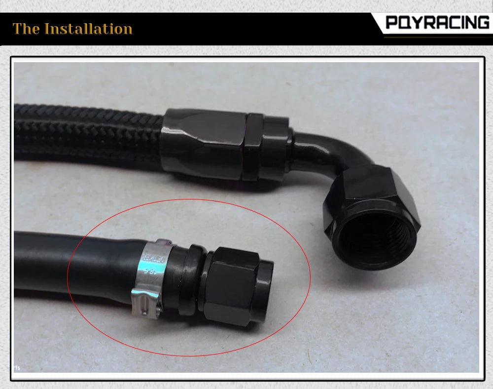 Universal AN6 AN8 AN10 Push-on Hose End Fittings Fuel Oil Cooler Hose Fitting 0 45 90 180 Degree Reusable Connection Adapter