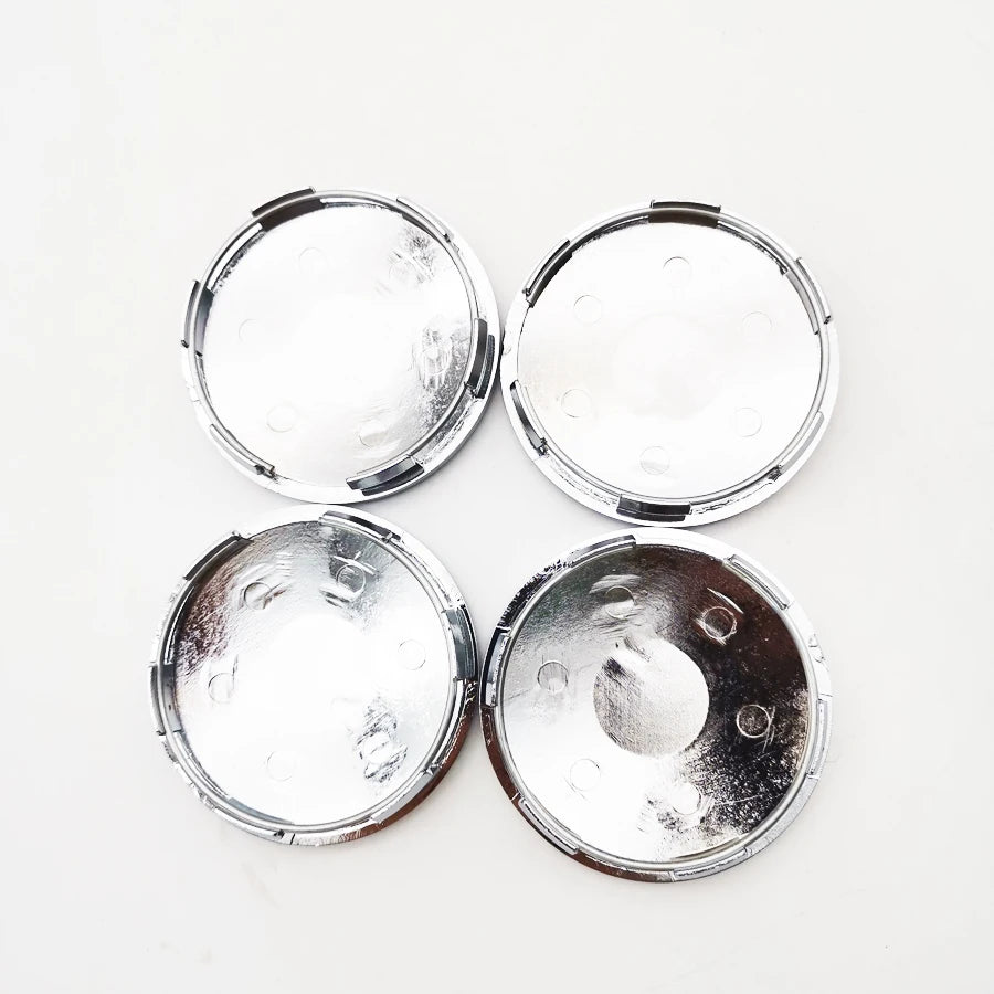 Chrome Silver Universal Wheel Center Hub Caps, 4-Pack - image 4