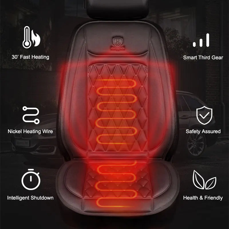 12-24V Heated Car Seat Cover with 3 Heat Settings