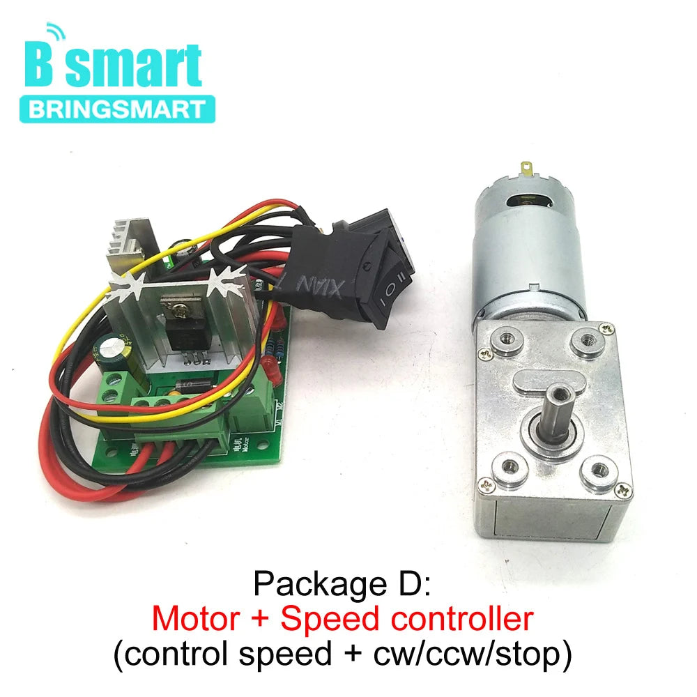 DC 12V/24V Worm Gear Reduction Motor, Self-Locking Gearbox