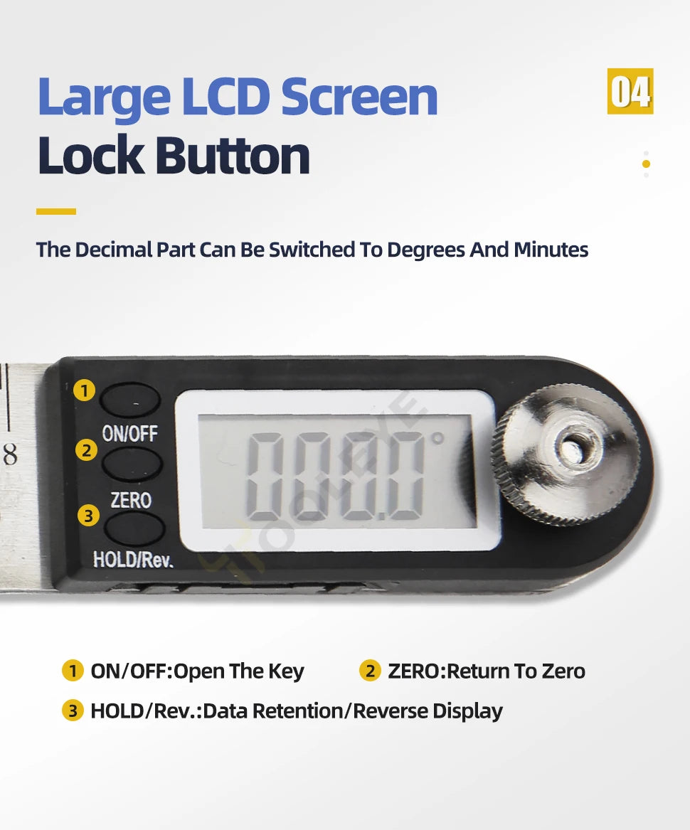 Digital Angle Gauge Protractor 0-360° LCD Display 200mm Measuring Tool - image 13