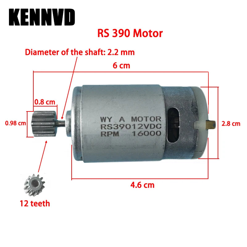 10Teeth RS380 RS390 RS550 RS570 RS555 6V 12V 24V High Speed Children's Electric Ride on Car Drive Motor Steering Motor Engine