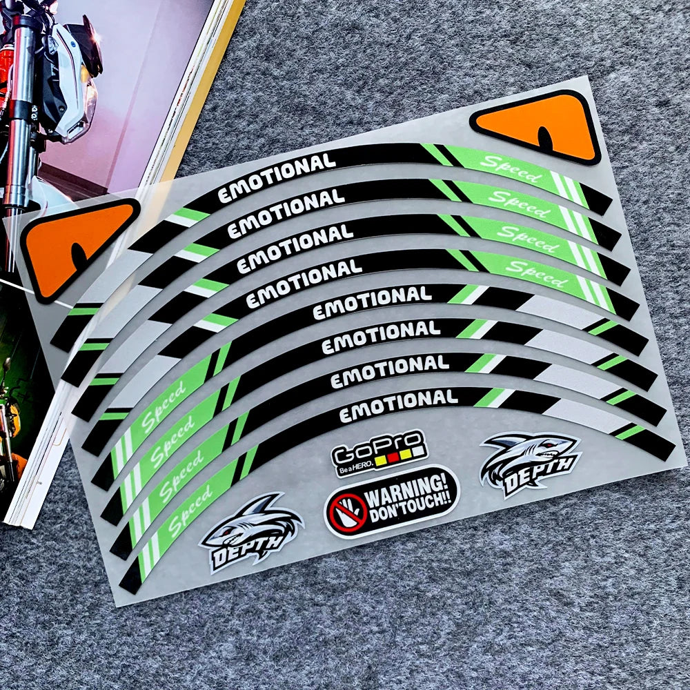 8pc Reflective Wheel Rim Tape Decals for 10in to 14in Wheels - view 11