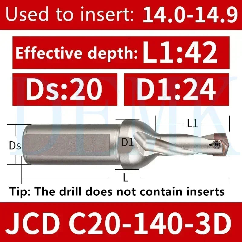 Indexable U Drill with Internal Cooling, 3D-10D, 10-25mm Diameter