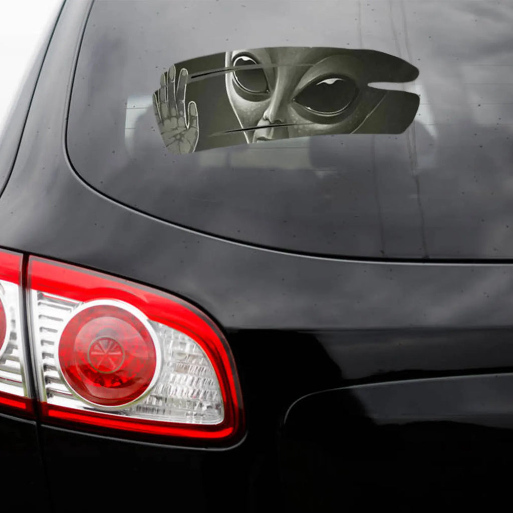 Cracked Alien Car Sticker, Waterproof Vinyl 30x10 cm