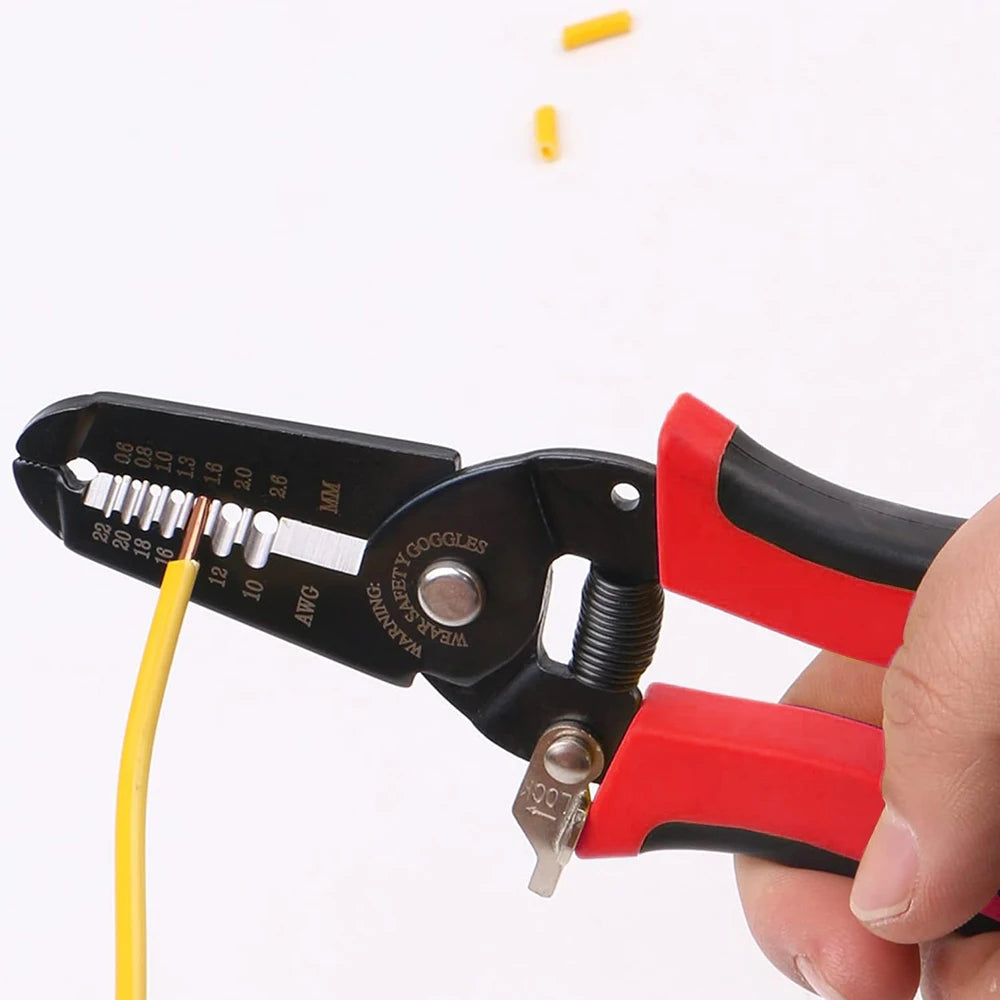 Wire Cutter, Wire Stripper Crimper, Wire Stripping Tool, Cable Stripper, Wiring Tools, Wire Crimping Tool,SafetyLock,Coil Spring