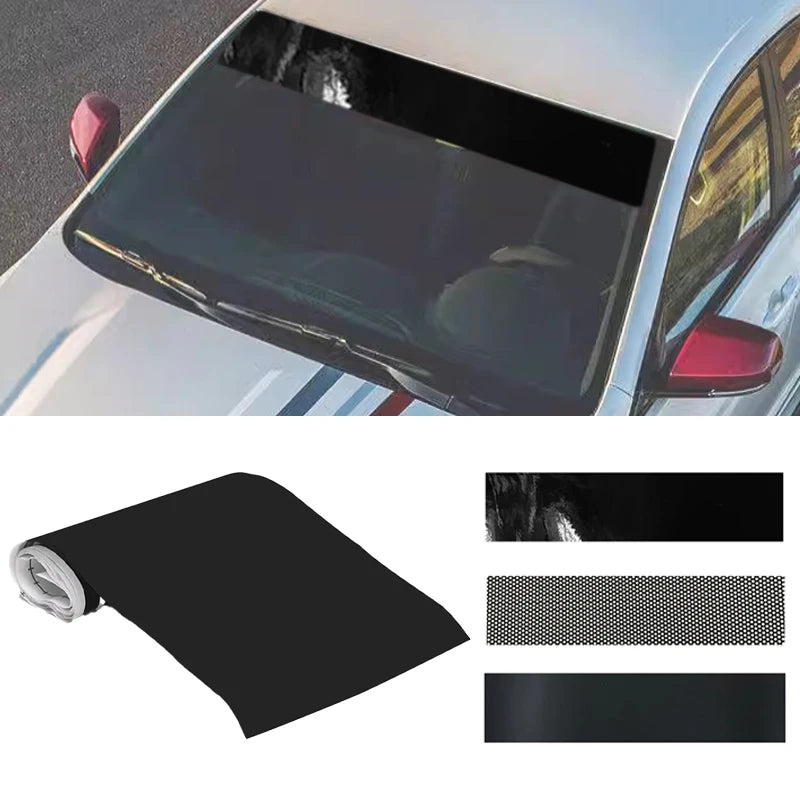 Front Windshield Sun Strip Sticker with Grid Pattern, 59 x 7.9 in