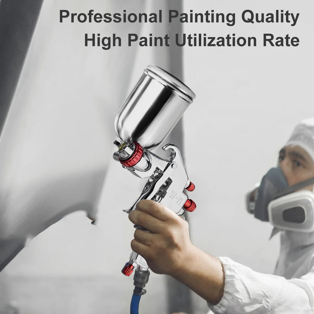 W-71 Pneumatic Paint Spray Gun 1.0/1.3/1.5/1.8mm, 400/600ml Paint Spray Gun Tool Paint Auto Aerograph Tool, Gravity/Siphon