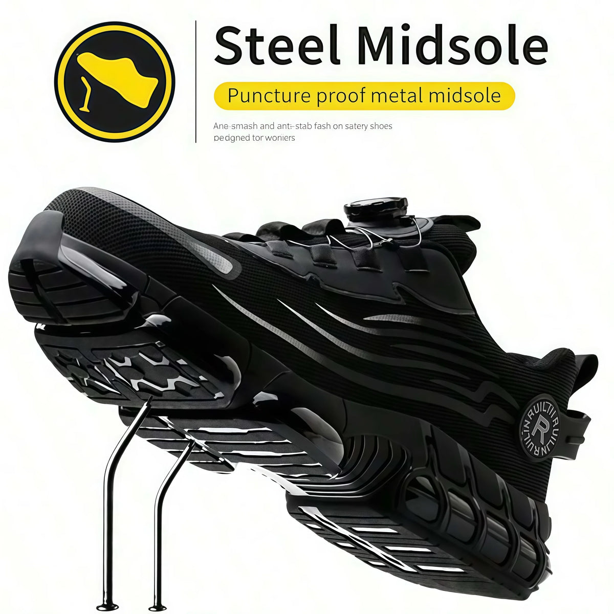 Lightweight Steel Toe Work Shoes with Rotating Buckle - image 3