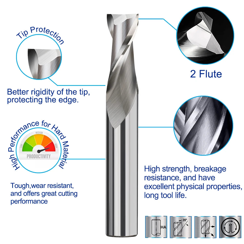 HSS 2 Flute End Mill 2-12mm Straight Shank CNC Milling Cutter - image 2