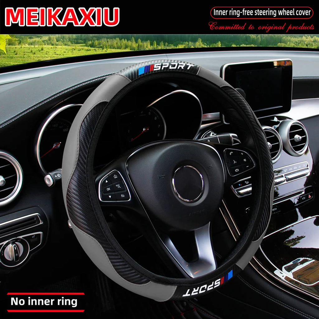 Carbon Fiber Leather Steering Wheel Cover for Sports Cars - image 4