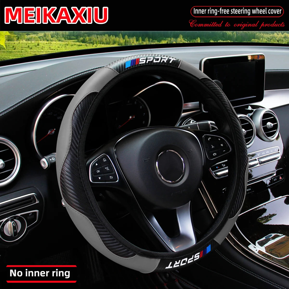 Carbon Fiber Leather Steering Wheel Cover for Sports Cars - image 4
