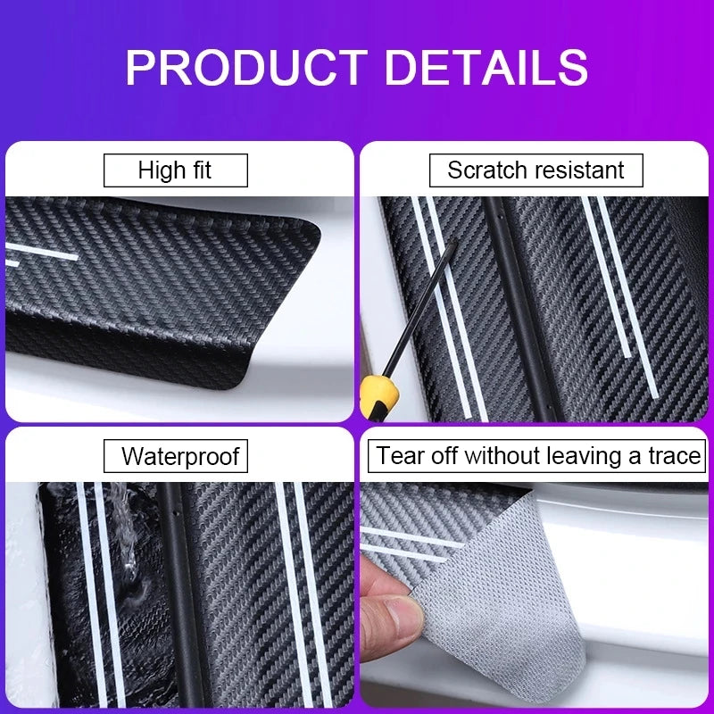 Carbon Fiber Door Scratch Protector Sticker for Toyota Camry RAV4 - image 5