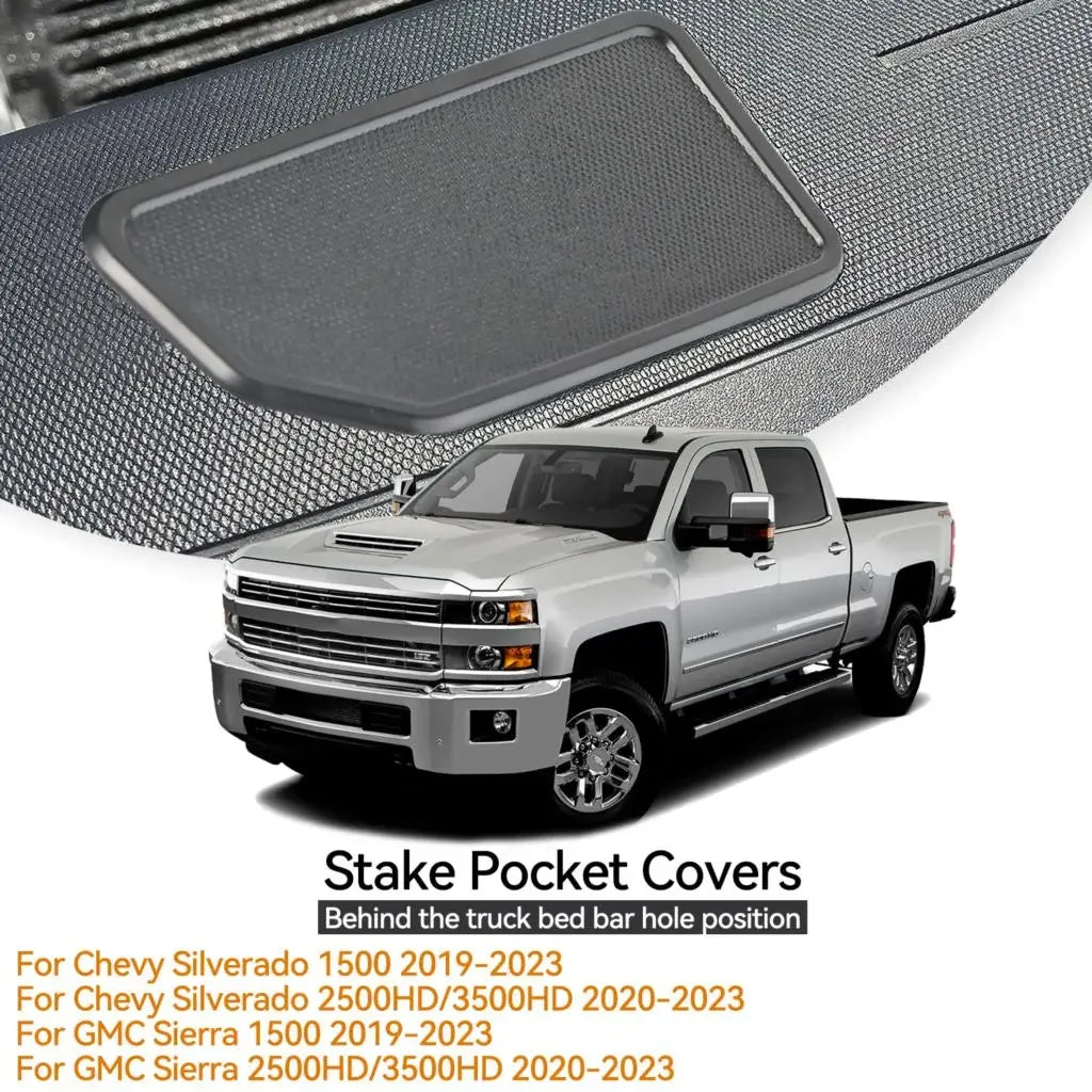 Chevy Silverado GMC Sierra Bed Rail Stake Hole Covers 2019-2023 - image 12