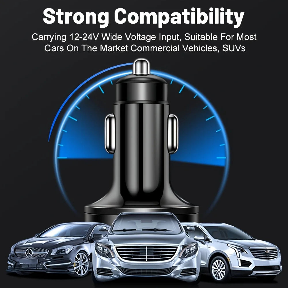 6-in-1 Car Charger Adapter with Dual USB-C and Digital Display