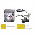 Helping Hands Soldering Station 3.5X 12X Magnifying Glass LED Lighted Magnifier with Auxiliary Clips Alligator Clamp Repair Tool