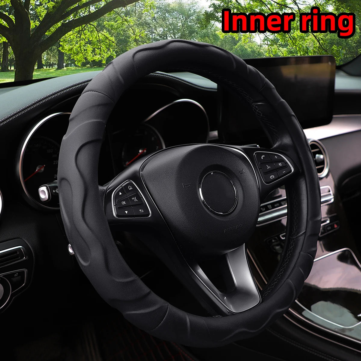 Faux Lambskin Plush Steering Wheel Cover, 14.5 to 15 Inch
