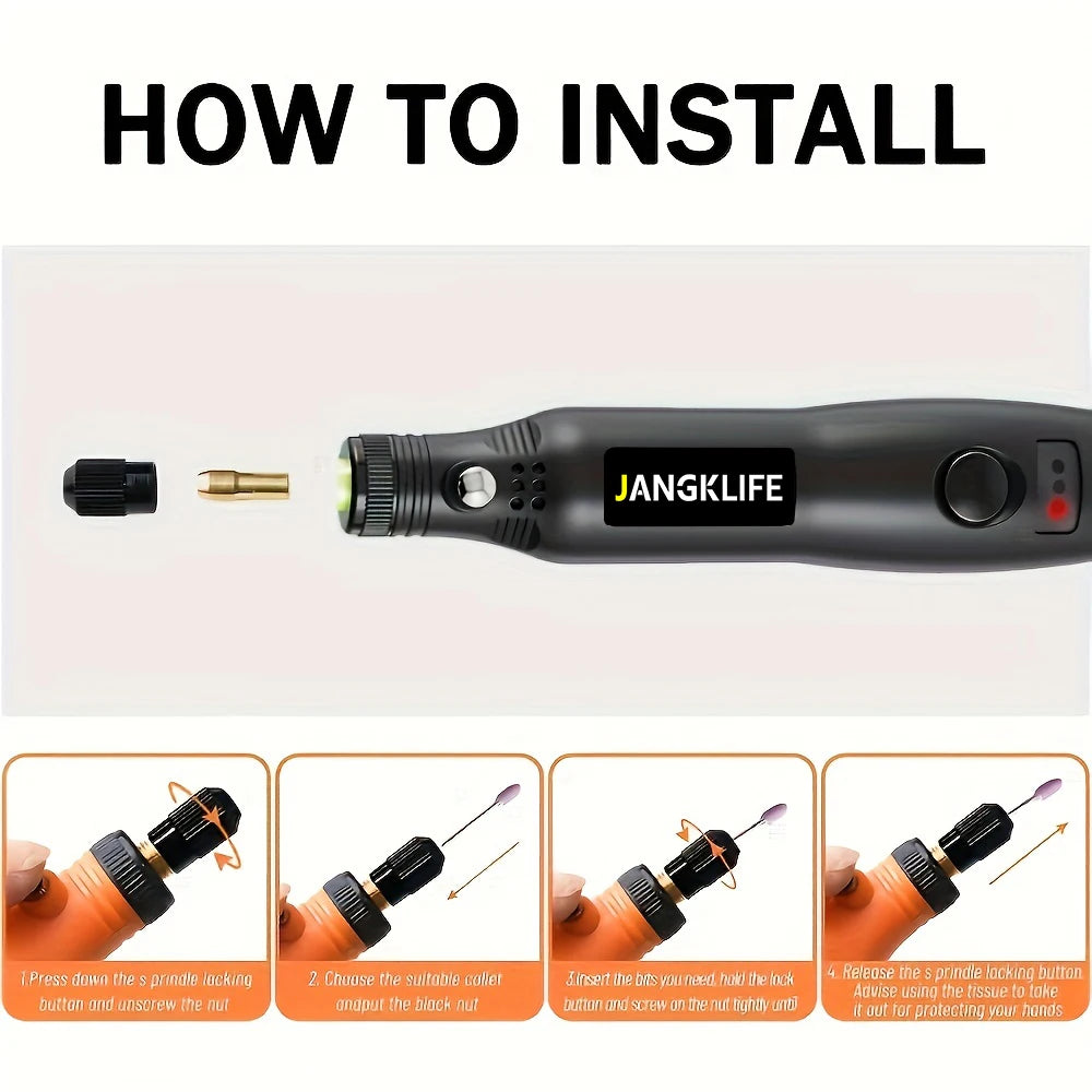 USB Cordless Rotary Tool Kit - Jewelry, Wood, Metal & Glass Engraving - image 10