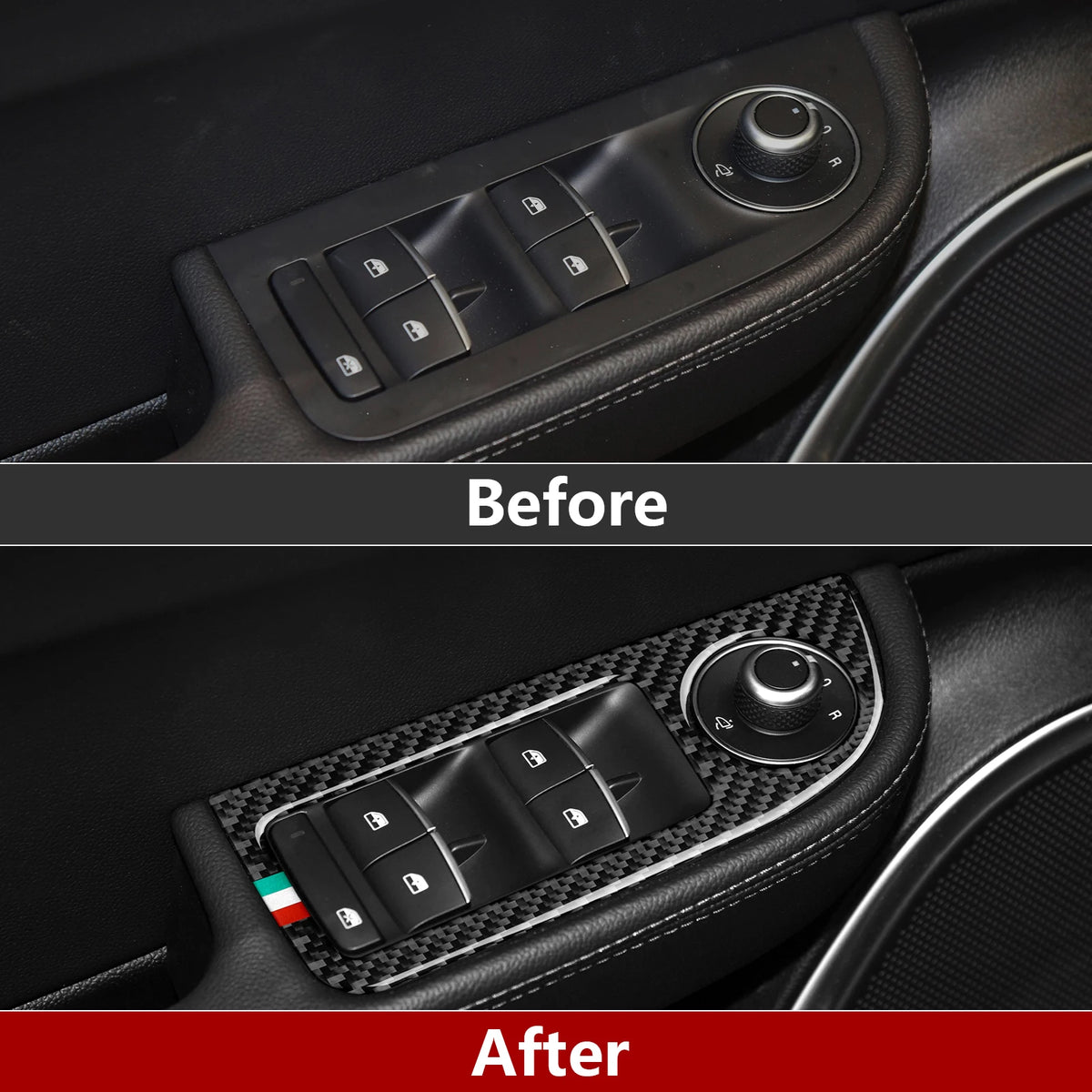 Carbon Fiber Interior Trim Stickers for Alfa Romeo Giulia and Stelvio