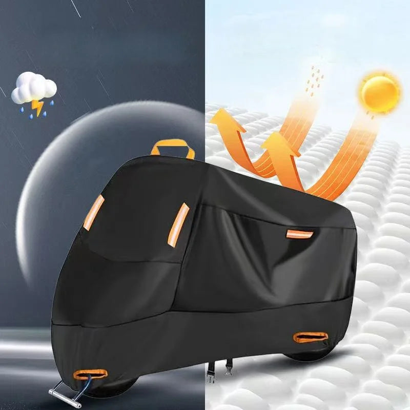 Motorcycle Cover Outdoor Waterproof Motorcycle Tarpaulin Thickened Polyester UV Protective Cover for Motorcycle Scooters